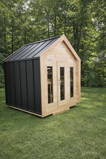 Modern 8x8 Cabin Sauna with Steel Roof and Siding image 0