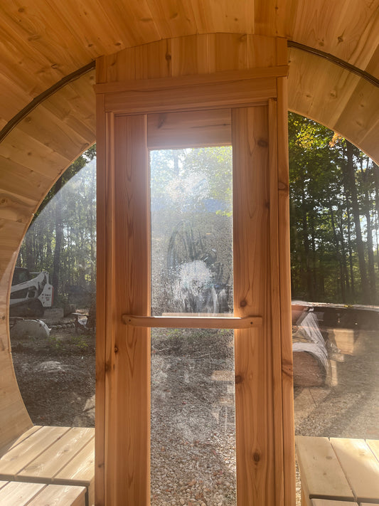 7x6 Barrel Sauna with Porch image 0