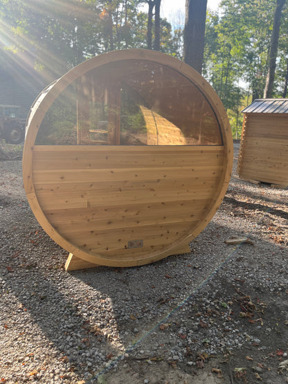7x6 Barrel Sauna with Porch image 1
