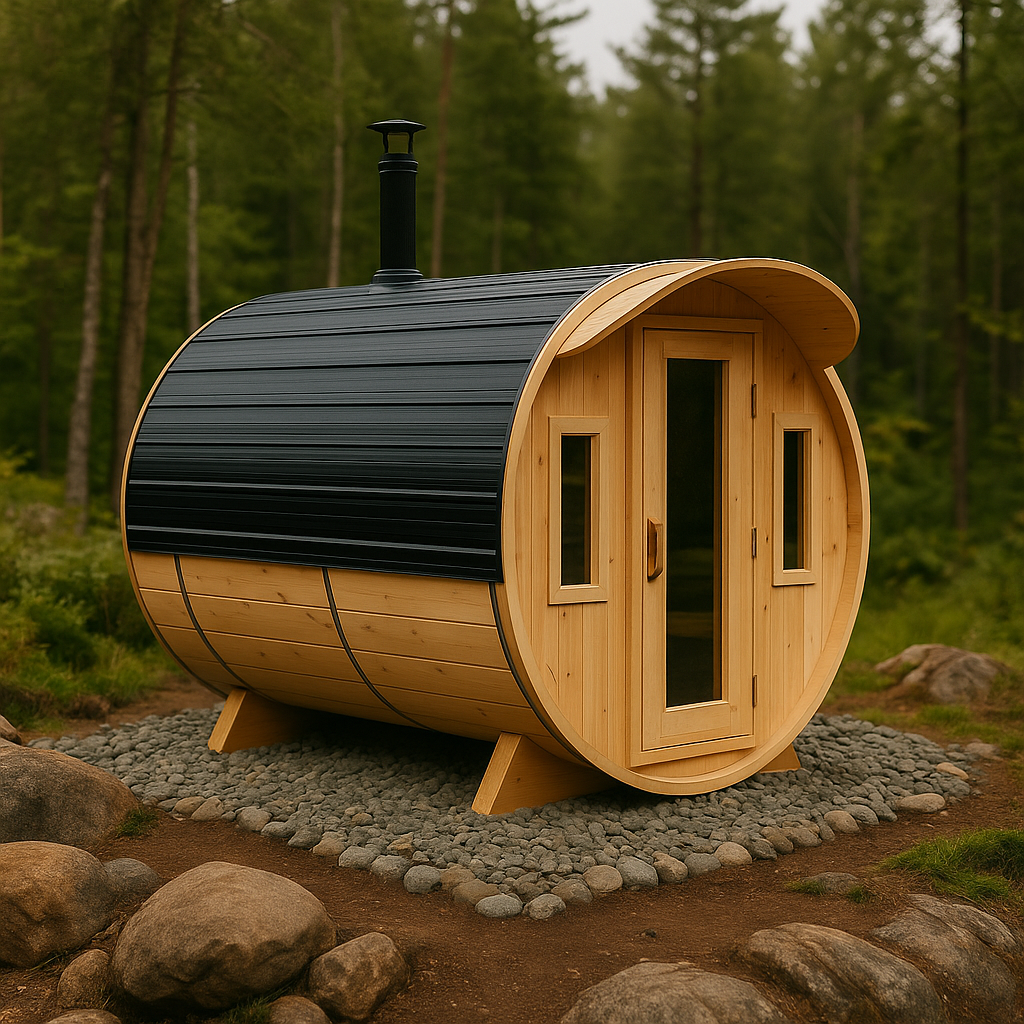 7x8 Barrel Sauna with 3 ft Change room image 0