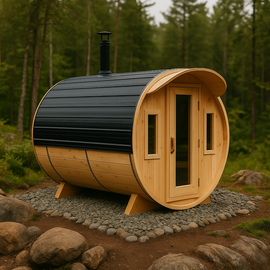 7x8 Barrel Sauna with 3 ft Change room image 0