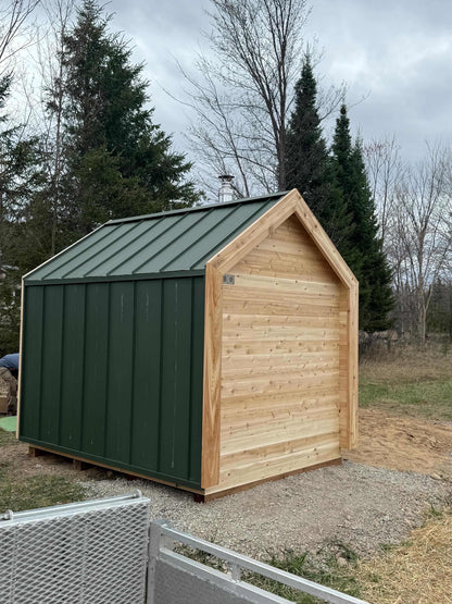 Modern Cabin Sauna with Steel Roof and Siding with 2 Front Windows