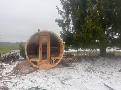 7x8 Barrel Sauna with Porch (4-6 person)