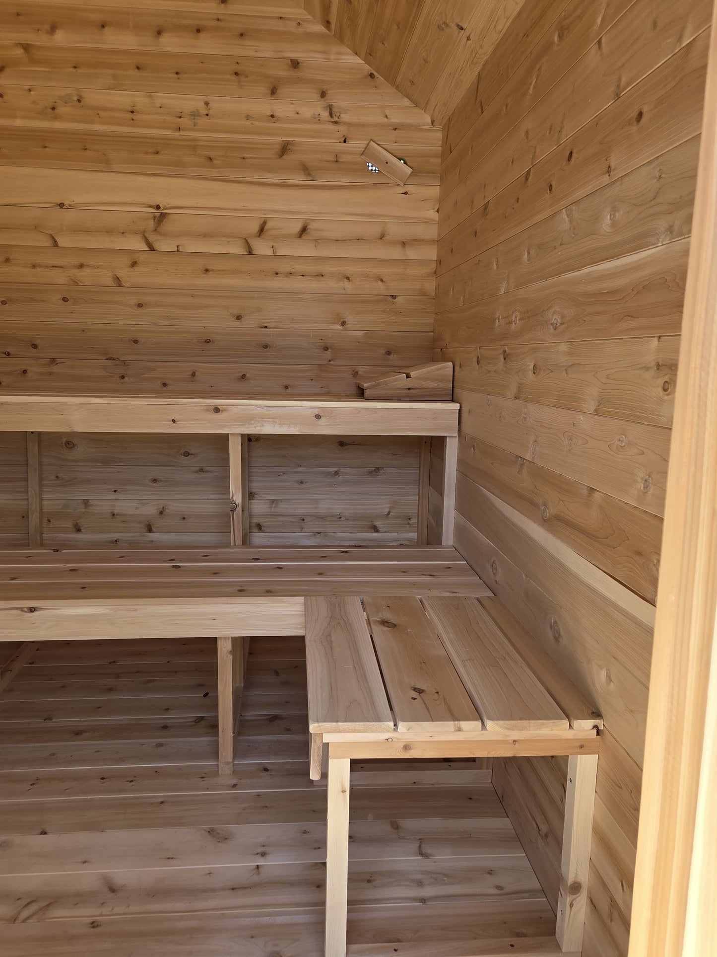 Modern Cabin Sauna Steel Roof and Siding with Large Front Window