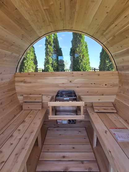 7x8 Barrel Sauna with Porch (4-6 person)