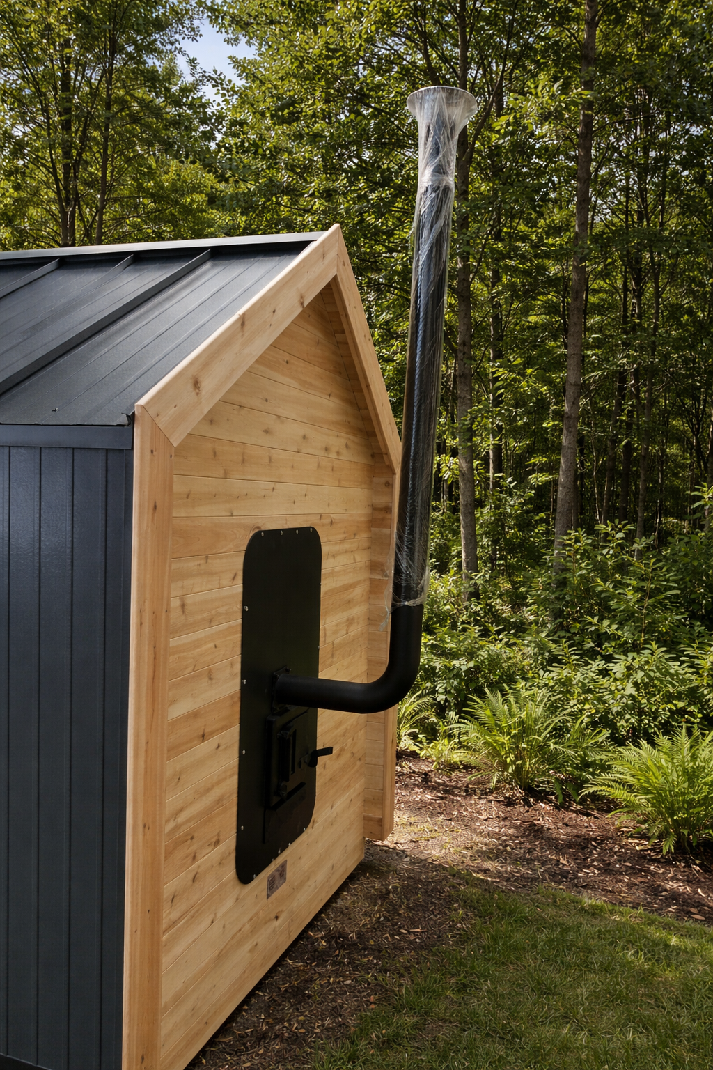 Modern 8x8 Cabin Sauna with Front Porch and Steel Roof and Siding image 1
