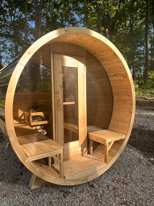7x8 Barrel Sauna with Porch (4-6 person) image 0